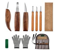 Kit de sculpture sur bois Ensemble D'outils De Sculpture Sur Bois Avec Détail, Couteau À Découper Le, Ciseau, Gants, Affûteur Couteaux, Outils For Travail Du 10 Pièces