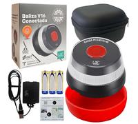 Kit de sécurité avec balise d'urgence V16 géolocalisée et connectée DGT 3.0 - Comprend adaptateur, câble d'alimentation et étui antichoc