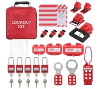 Kit de sécurité électrique avec 5 cadenas en nylon, disjoncteur, morailons, étiquettes, sac de rangement pour l'entretien des machines industrielles, conforme à la norme OSHA
