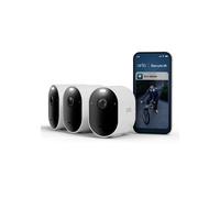 Kit de sécurité extérieur ARLO Pro 6 2K+ HDR à 3 caméras Blanc, vision nocturne couleur, détection IA, suivi auto 12x, champ 160°