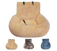 Kit de sécurité Luxueux pour Voiture, Coussin de siège Auto Lavable et Doux pour Chien avec Sangles de sécurité, rehausseur Portable pour Petits et Moyens Chiens (Beige, M)