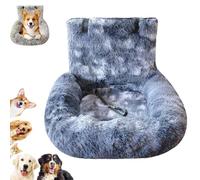 Kit de sécurité luxueux pour voyage pour chien, lit apaisant pour chien et chat avec sangles de sécurité, nid super doux avec housse lavable et fond antidérapant pour petits chiens et chats (gris