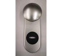 Kit de sécurité plaque + bouton diamètre 65 mm. En aluminium chromé satiné F1 simple pour porte blindée Q8 trou double carte 1 pièce