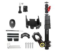 Kit de selfie en alliage d'aluminium pour guidon de vélo avec rotule réglable à 360°, perche télescopique à 4 sections, pour téléphones de 65 à 100 mm de large, compatible avec les guidons ronds (28