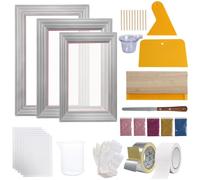 Kit de Sérigraphie-Duoku- 110 Mailles- Comprend 5 Paillettes, des Raclettes de Sérigraphie et des Films Transparents