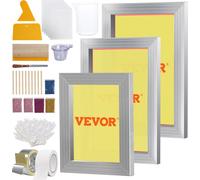 Kit de sérigraphie VEVOR, 3 pcs. Cadre de sérigraphie en aluminium 6x10/8x12/10x14 pouces 110 Mesh, 5 paillettes & raclette de sérigraphie & films pour T-shirts, impression DIY etc.