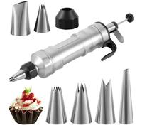Kit de seringue à garnir en acier inoxydable avec 6 douilles, gadgets à cupcakes, seringue à crème réutilisable, seringue de cuisson multifonctionnelle pour cupcakes, gâteaux, pâtisseries