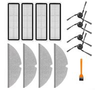 Kit de serpillère latérale pour aspirateur robot Dreame D20 pour Plus comprenant 4 brosses latérales, 4 filtres, 4 chiffons en microfibre et une brosse de nettoyage pour le nettoyage des bords et des