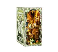 Kit de serre-livres à faire soi-même, royaume secret de la forêt, modèle de maison miniature en bois 3D avec lumière LED, décoration d'étagère, cadeau artisanal pour adultes