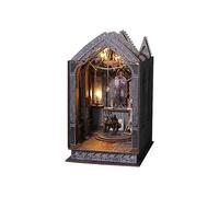 Kit de serre-livres pour adultes, modèle de serre-livres avec couvercle anti-poussière LED, puzzle 3D en bois, maison de poupée miniature, décoration de chambre, cadeau d'anniversaire pour