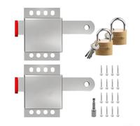 Kit de serrure de porte de garage en acier galvanisé avec deux pênes dormants pour un montage sur rail intérieur, protection robuste contre la casse, installation facile avec vis et foret inclus pour