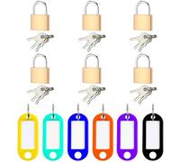 Kit de serrure en cuivre avec clé - Lot de 6 mini cadenas et plaques colorées - Serrure de sécurité pour bagages