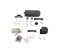 Kit de serrure et de gâche pour portes en verre doubles, loquet horizontal pour porte en verre 8-12mm, acier et aluminium, peint en noir