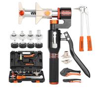 Kit de sertissage hydraulique PEX 16-32 mm avec 8 têtes d'expansion | Presse hydraulique manuelle avec tête rotative à 360°, coupe-tuyau et têtes d'expansion interchangeables 16/20/25/32 mm