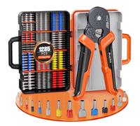 Kit de Sertissage pour Embouts de Câble, Pince Octopus avec 1285PCS Cosses | Pince à sertir Preciva, pour cosses simples 1020 et doubles 265, 0,25-10 mm²(AWG23-7), Kit Électricien avec Coffret