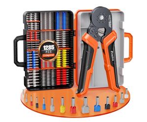 Kit de Sertissage pour Embouts de Câble, Pince Octopus avec 1285PCS Cosses | Pince à sertir Preciva, pour cosses simples 1020 et doubles 265, 0,25-10 mm²(AWG23-7), Kit Électricien avec Coffret