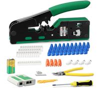 Kit de Sertissage RJ45/RJ11/RJ12 Avec Connecteurs CAT6a/7, Cat5/Cat5e/Cat6, 6P6C et Testeur de Câble Réseau