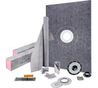 Kit de seuil de douche VEVOR, support de seuil de douche étanche 38 x 60 pouces avec bride centrale en PVC de 4 pouces, grille en acier inoxydable de 4 pouces, 2 seuils de douche découpables et truell
