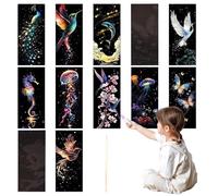 Kit de signets rayés, marque-pages rayures | Art Scratch Note Set de 12 - Signaux de bocaux en papier artisanal pour Étudiants Remplissage pour sacs de fête