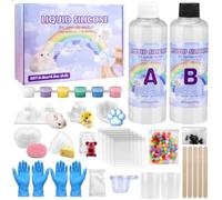Kit de silicone liquide pour Taba Squishy, 500 g, rapport AB 1:1, mélange de caoutchouc de silicone super doux pour moulage de pattes de chat, kit de bricolage pour soulager le stress avec 6 moules
