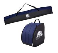 Kit de ski - Sac à chaussures de ski - 40 x 42 x 30 cm - Sac de rangement imperméable pour sports d'hiver - Avec fermeture éclair - Pour ski, chaussures de ski, casque et gants - Noir/bleu - 160 cm