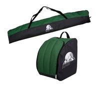 Kit de ski - Sac à chaussures de ski - 40 x 42 x 30 cm - Sac de rangement imperméable pour sports d'hiver - Avec fermeture éclair - Pour ski, chaussures de ski, casque et gants - Noir/vert foncé - 160