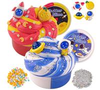 Kit de Slime au Beurre LAWOHO 2X120 ML avec 6 Packs d'ajouts, Slime Galaxie pour Cadeaux de fête pour Enfants, kit de Slime Galaxie pour Filles et garçons, Cadeaux d'halloween, de Noël et de Pâques