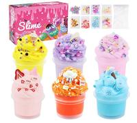 Kit de slime pour enfants - Kit de crème glacée à faire soi-même - Beurre Slime Cloud Fluffy - Boules en mousse - Pour filles et garçons - Cadeau d'anniversaire et de Noël - Avec 8 paquets