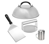 Kit de Smash Burger Presse à Viande Dôme de Fonte Spatule Shaker à Épices 4