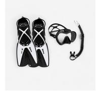 Kit de snorkeling Palmes masque et tuba - Kit tropical noir et blanc
