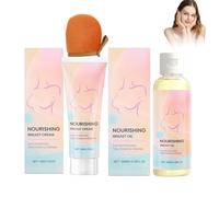 Kit de soin de la poitrine, kit de massage avec huile de soin et crème pour une peau plus ferme au niveau de la poitrine et du décolleté, kit doux pour routine de soin quotidienne contre le