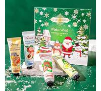 Kit de soin de Noël 8 pièces, 4 mini crèmes pour les mains, 4 baumes à lèvres, crème pour les mains de Noël, crèmes pour les mains et les lèvres sèches, calendrier de l'Avent 2025