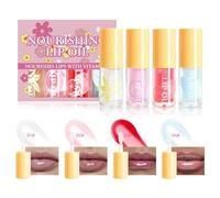 Kit de soin des lèvres hydratant - 4 couleurs - Vernis à lèvres transparent aromatisé aux fruits - Pour lèvres sèches - Hydratant - Repulpant - Longue durée - Nourrissant - Brillant à lèvres - Cadeau