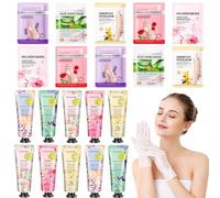 Kit de soin des mains avec 10 masques pour les mains et 10 crèmes pour les | Coffret cadeau de soin pour les mains avec beurre de karité et vitamine E, 5 parfums dont rose et sakura, 30 minutes de soin