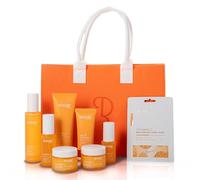 Kit de soin du visage avec vitamine C - Sérum pour le visage, sérum pour les yeux, crème de jour et de nuit, 10 masques nettoyants pour le visage, toner, crème solaire SPF 50 - Anti-âge, soin de la