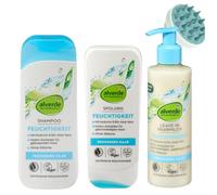 Kit de soin hydratant à l'aloe vera et à l'acide hyaluronique - Shampoing + après-shampoing + lait capillaire & brosse en bonus pour cuir chevelu