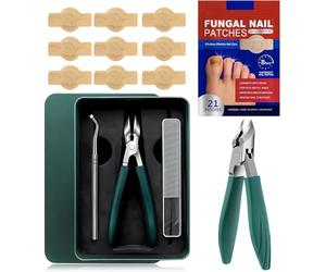 Kit de Soin pour Ongles d'Orteils : 21 Patchs Réparateurs pour Ongles Incarnés et Décolorés | Pince de Précision « Bec d'Aigle » pour Ongles Abîmés