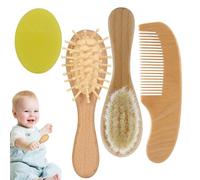 Kit de soins capillaires pour nouveau-né - Brosse douce pour cuir chevelu - Peigne à poils doux - Accessoire de soin pour bébé - Design compact - Accessoire de cheveux utile pour l'enregistrement des