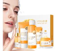 Kit de soins de la peau à la vitamine C - 5 pièces/ensemble crème hydratante éclaircissante pour le visage,Coffret cadeau de soins de la peau pour femmes et hommes, coffrets cadeaux de Demaxiyad