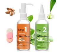 Kit de soins de la peau après épilation, huile d'amande pour enlever les résidus de cire, gel d'aloe vera rafraîchissant post-cire pour une peau calme et apaisante, 2 flacons d'épilation à la cire