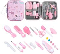 Kit de soins de santé et de toilettage pour bébé, 20 pièces, kit de soins de sécurité pour nouveau-né, avec brosse à cheveux, peigne, coupe-ongles, thermomètre, pince à tétine, répertoire de bébé