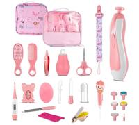 Kit de soins de santé et de toilettage pour bébé, 28 pièces, kit de toilettage amélioré avec brosse à cheveux, peigne, coupe-ongles pour nouveau-né, tout-petit, bébé (Rose)
