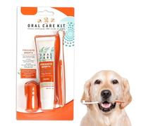 Kit de soins dentaires pour chien - Dentifrice contre le tartre - Avec brosse à dents pour chien, dentifrice et brosse à dents pour chien - Contre la plaque dentaire et la mauvaise haleine (goût boeuf