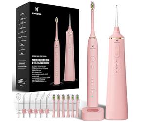 Kit de soins dentaires professionnel amélioré : hydropulseur 5 modes et brosse à dents électrique sonique 50 000 VPM | Ensemble de nettoyage buccal de qualité supérieure avec modes de nettoyage