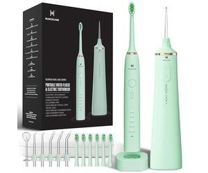 Kit de soins dentaires professionnel amélioré : hydropulseur 5 modes et brosse à dents électrique sonique 50 000 VPM | Ensemble de nettoyage buccal de qualité supérieure avec modes de nettoyage