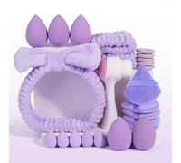 Kit de soins du visage 24pcs avec Set de Bandeau et Bracelets de Lavage de Visage | Bandeaux Maquillage Bracelets Lavage Visage | Ensemble Absorbant pour Routine Beauté, Spa et Maquillage(Violet)