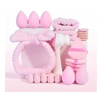 Kit de soins du visage 24pcs avec Set de Bandeau et Bracelets de Lavage de Visage | Bandeaux Maquillage Bracelets Lavage Visage | Ensemble Absorbant pour Routine Beauté, Spa et Maquillage(Rose)