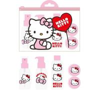 Kit de soins personnels Hello Kitty | Kit de bouteilles réutilisables avec autocollants et sac transparent | Accessoires de voyage Kawaii pour filles