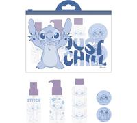 Kit de soins personnels de voyage Stitch | Kit de bouteilles de voyage avec autocollants et sac réutilisable | Accessoires Disney fonctionnels pour filles et jeunes filles