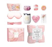Kit de soins personnels pour femme - Coffret cadeau de bien-être luxueux | Panier cadeau spa avec couverture en flanelle | Cadeau d'anniversaire, de fête des mères, de soins personnels pour sœur